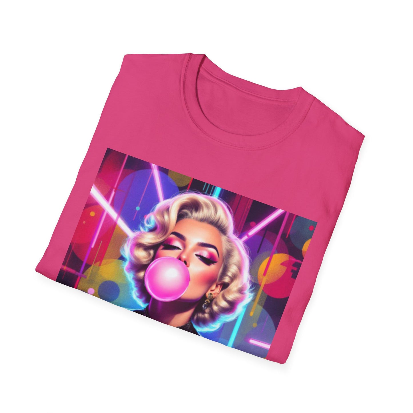 Retro Glam Bubblegum T-Shirt, Pop Culture Tee, Vintage Style Shirt, Gift for Her, 80s Inspired Apparel, Casual Wear