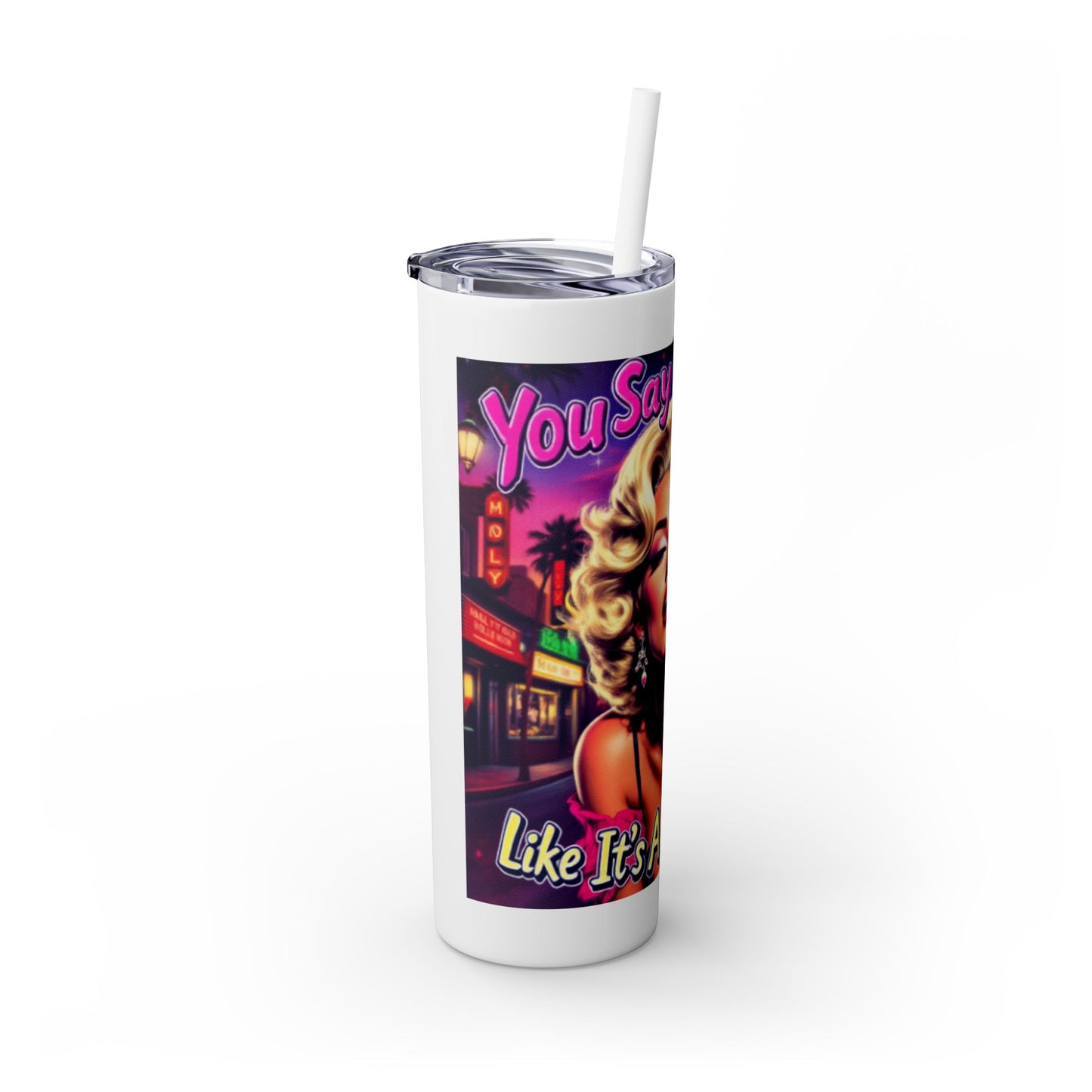 Retro Glam Skinny Tumbler - Perfect for Sassy Drink Lovers, Gift for Her, Bachelorette Party, Summer Beckoning