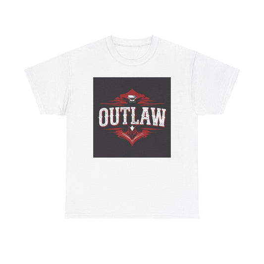 Bold Outlaw Graphic Tee | Unisex Heavy Cotton T-Shirt, Casual Wear, Gift for Bikers, Vintage Style, Everyday Comfort