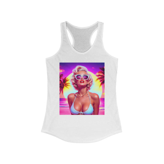 Retro Summer Vibes Racerback Tank Top, Beachwear, Vacation Shirt, Gift for Her, Festival Top, Tropical Graphic Tee