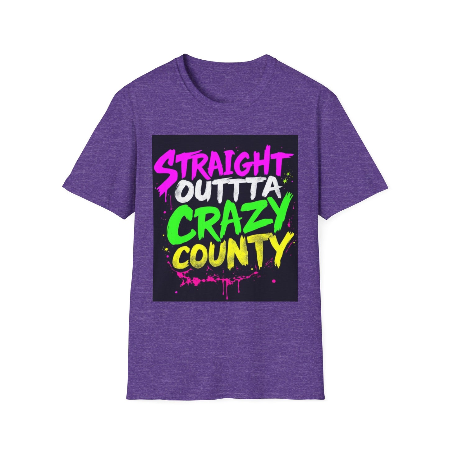 Straight Outta Crazy County T-Shirt, Fun Graphic Tee, Unisex Casual Wear, Street Style Apparel, Gift for Friends, Unique Summer Shirt