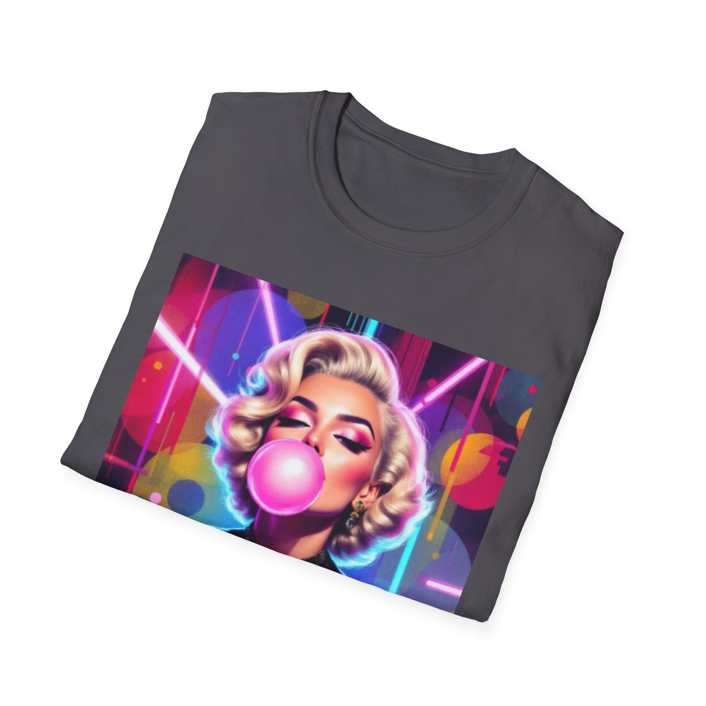 Retro Glam Bubblegum T-Shirt, Pop Culture Tee, Vintage Style Shirt, Gift for Her, 80s Inspired Apparel, Casual Wear