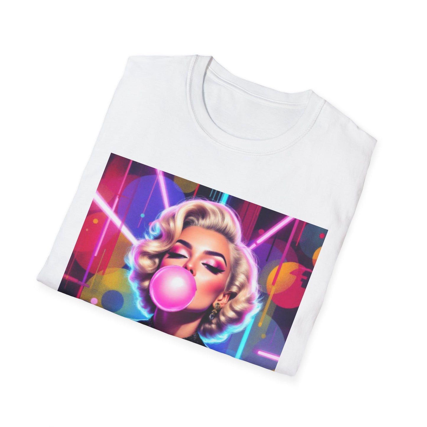 Retro Glam Bubblegum T-Shirt, Pop Culture Tee, Vintage Style Shirt, Gift for Her, 80s Inspired Apparel, Casual Wear
