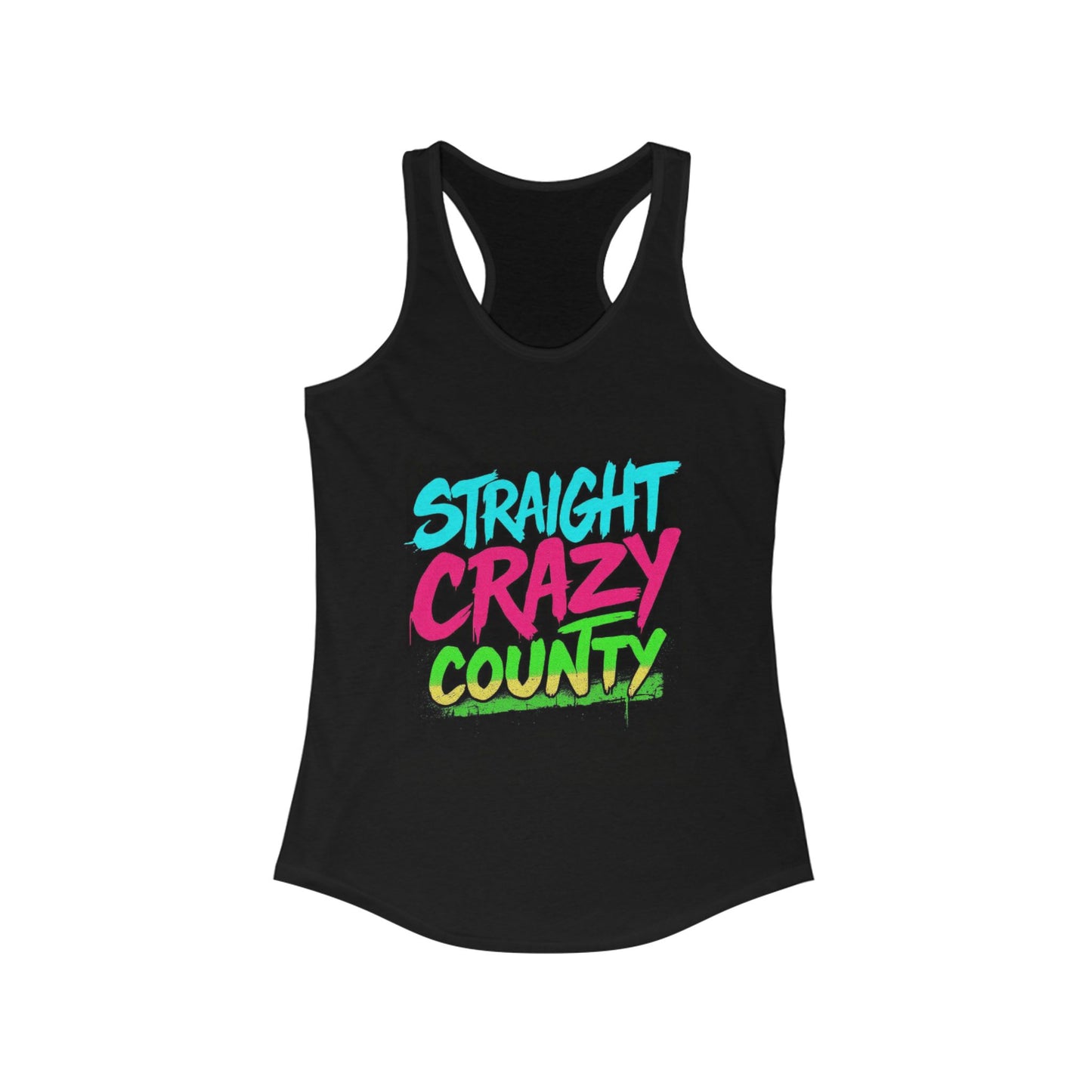 Straight Crazy County Racerback Tank | Fun Summer Top, Fit for Parties, Gym, Traveling, Eco-Friendly Activewear