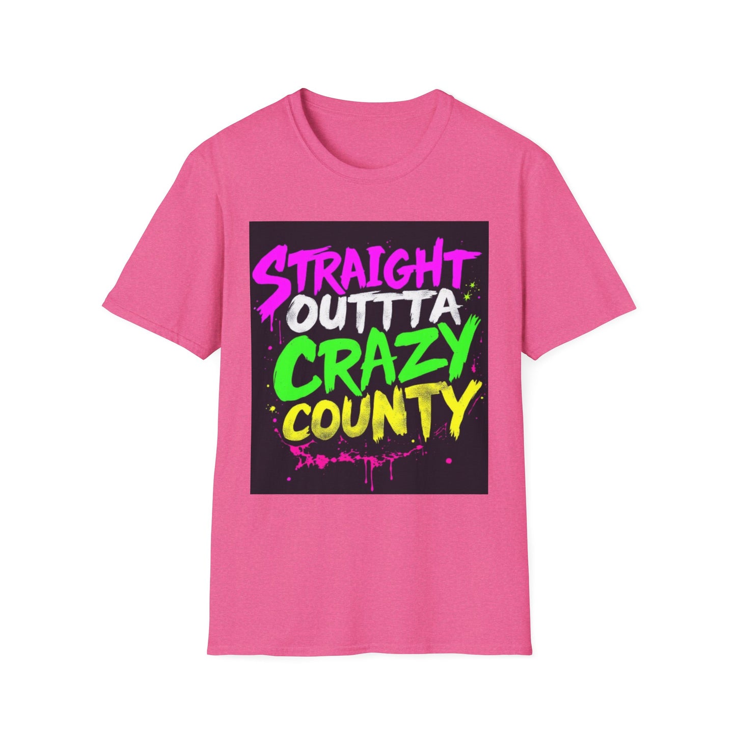 Straight Outta Crazy County T-Shirt, Fun Graphic Tee, Unisex Casual Wear, Street Style Apparel, Gift for Friends, Unique Summer Shirt