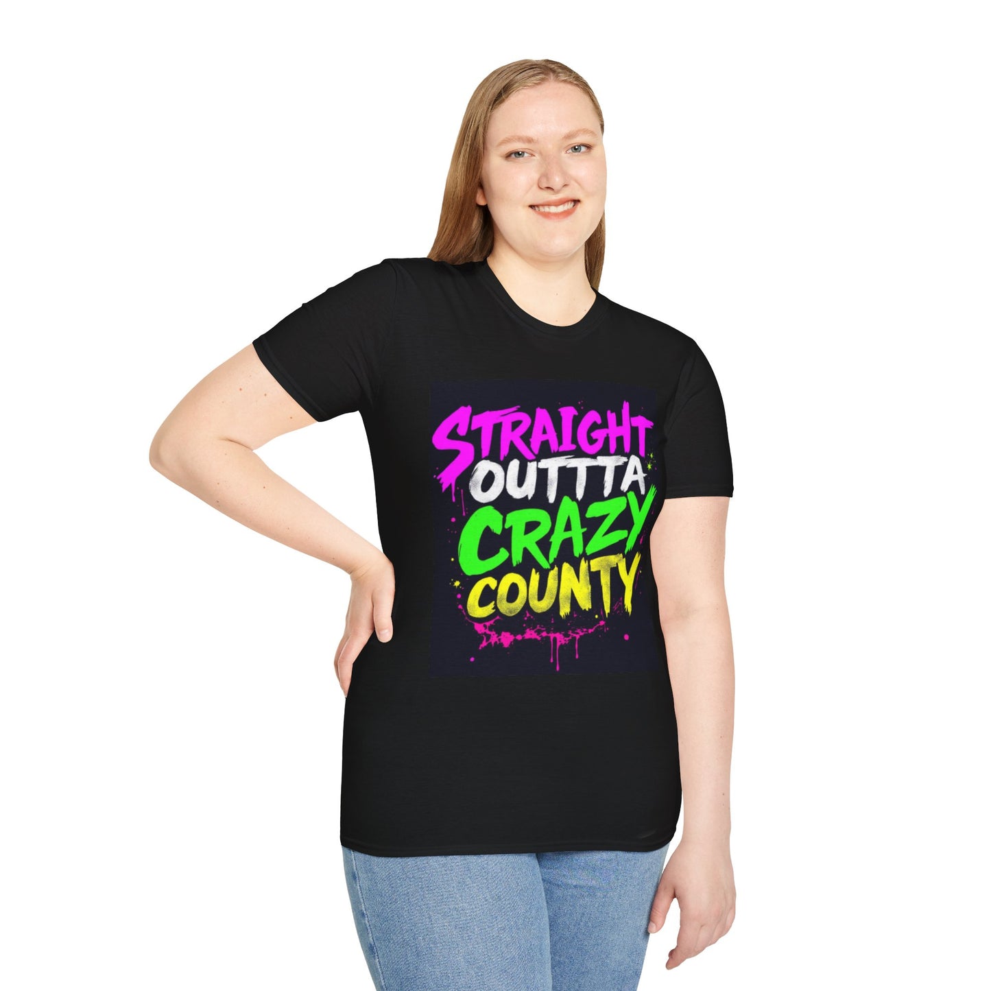 Straight Outta Crazy County T-Shirt, Fun Graphic Tee, Unisex Casual Wear, Street Style Apparel, Gift for Friends, Unique Summer Shirt