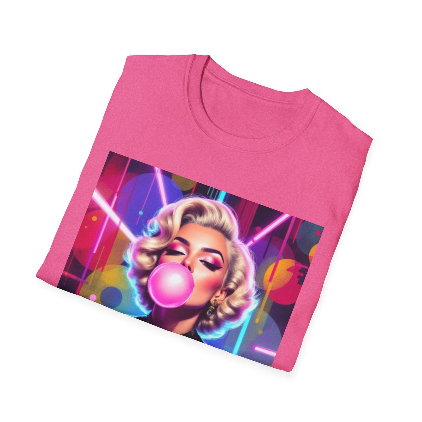 Retro Glam Bubblegum T-Shirt, Pop Culture Tee, Vintage Style Shirt, Gift for Her, 80s Inspired Apparel, Casual Wear