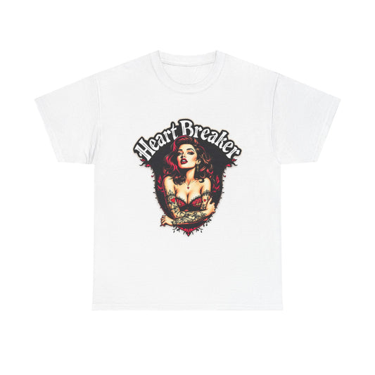 Heartbreaker Unisex Heavy Cotton Tee, Vintage Punk T-Shirt, Casual Wear, Gift for Her, Valentine’s Day, Music Festivals, Heart Graphic Tee