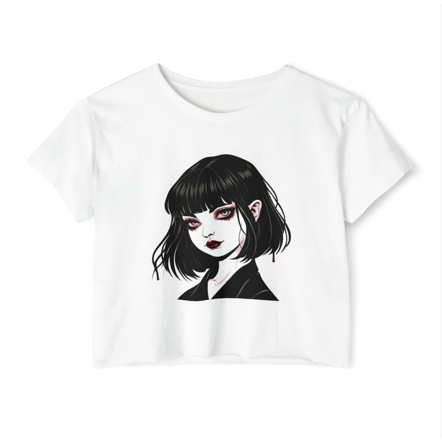 Gothic Art Crop Top, Women's Festival Tee, Alternative Fashion Top, Edgy Graphic Crop, Boho Summer Apparel, Music Festival Outfit