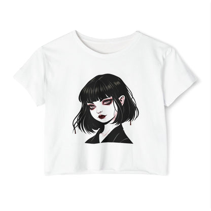 Gothic Art Crop Top, Women's Festival Tee, Alternative Fashion Top, Edgy Graphic Crop, Boho Summer Apparel, Music Festival Outfit
