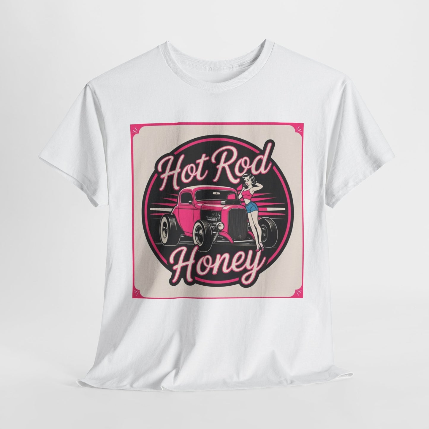 Vintage Hot Rod Honey Tee, Unisex Cotton Shirt, Car Lover Gift, Retro Graphic Tee, Customizable Auto Apparel