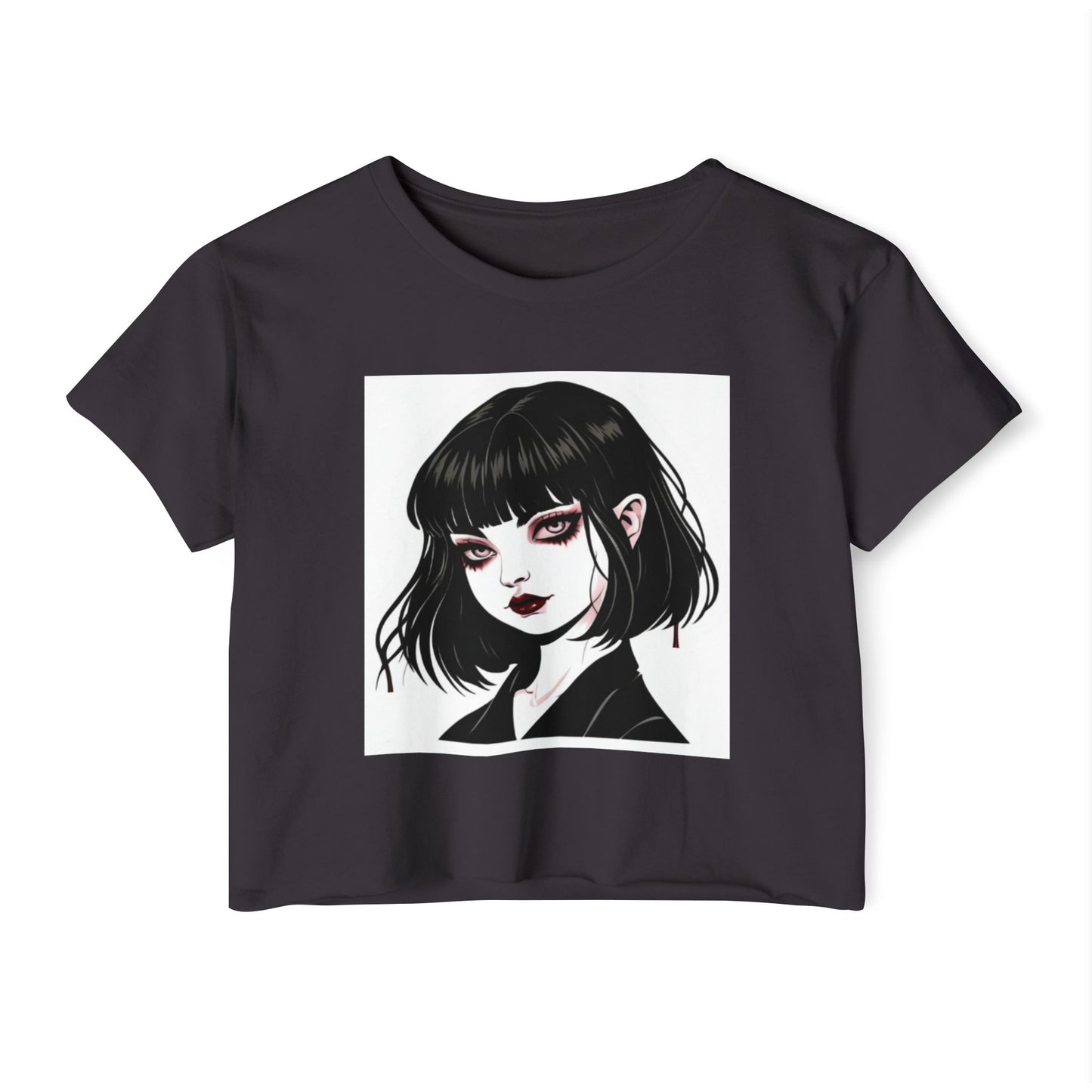 Gothic Art Crop Top, Women's Festival Tee, Alternative Fashion Top, Edgy Graphic Crop, Boho Summer Apparel, Music Festival Outfit
