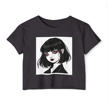 Gothic Art Crop Top, Women's Festival Tee, Alternative Fashion Top, Edgy Graphic Crop, Boho Summer Apparel, Music Festival Outfit