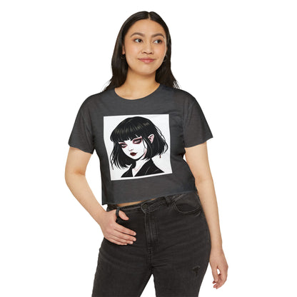 Gothic Art Crop Top, Women's Festival Tee, Alternative Fashion Top, Edgy Graphic Crop, Boho Summer Apparel, Music Festival Outfit