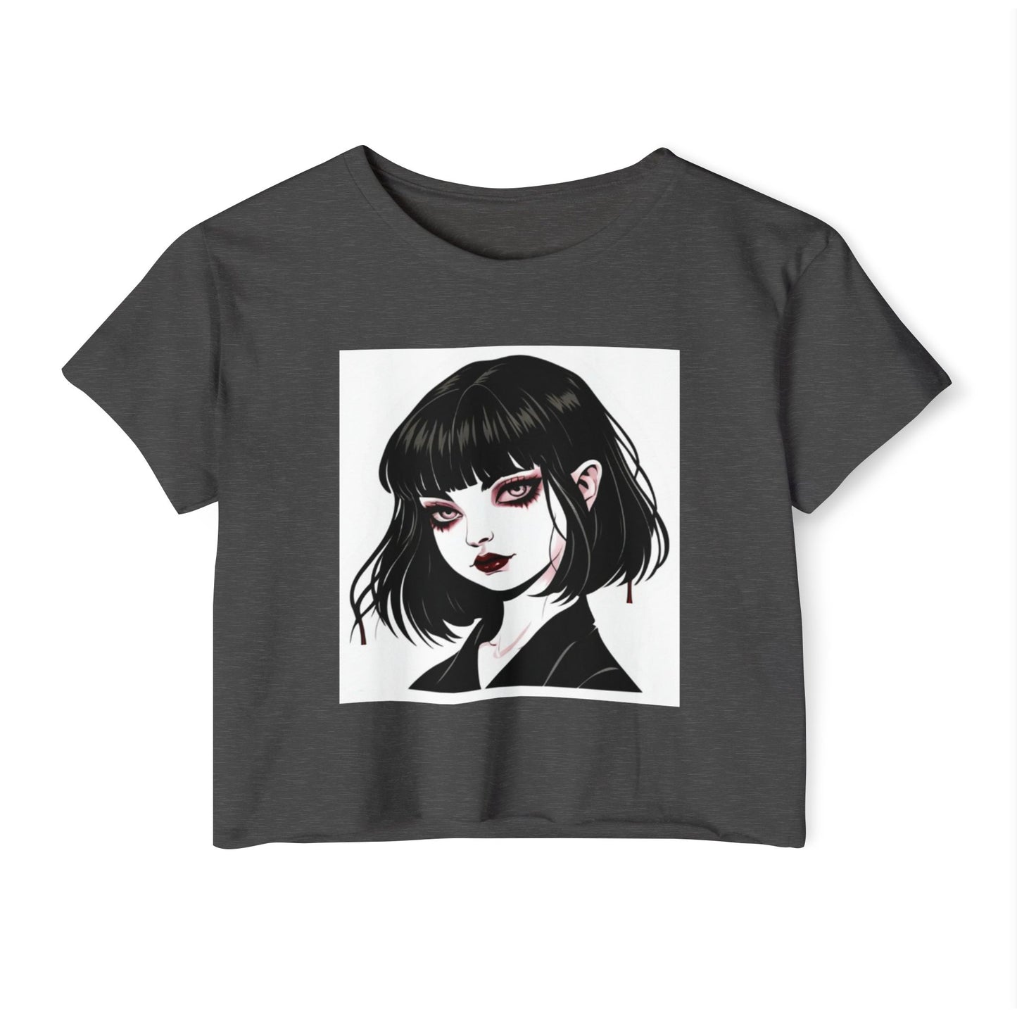 Gothic Art Crop Top, Women's Festival Tee, Alternative Fashion Top, Edgy Graphic Crop, Boho Summer Apparel, Music Festival Outfit
