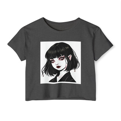 Gothic Art Crop Top, Women's Festival Tee, Alternative Fashion Top, Edgy Graphic Crop, Boho Summer Apparel, Music Festival Outfit