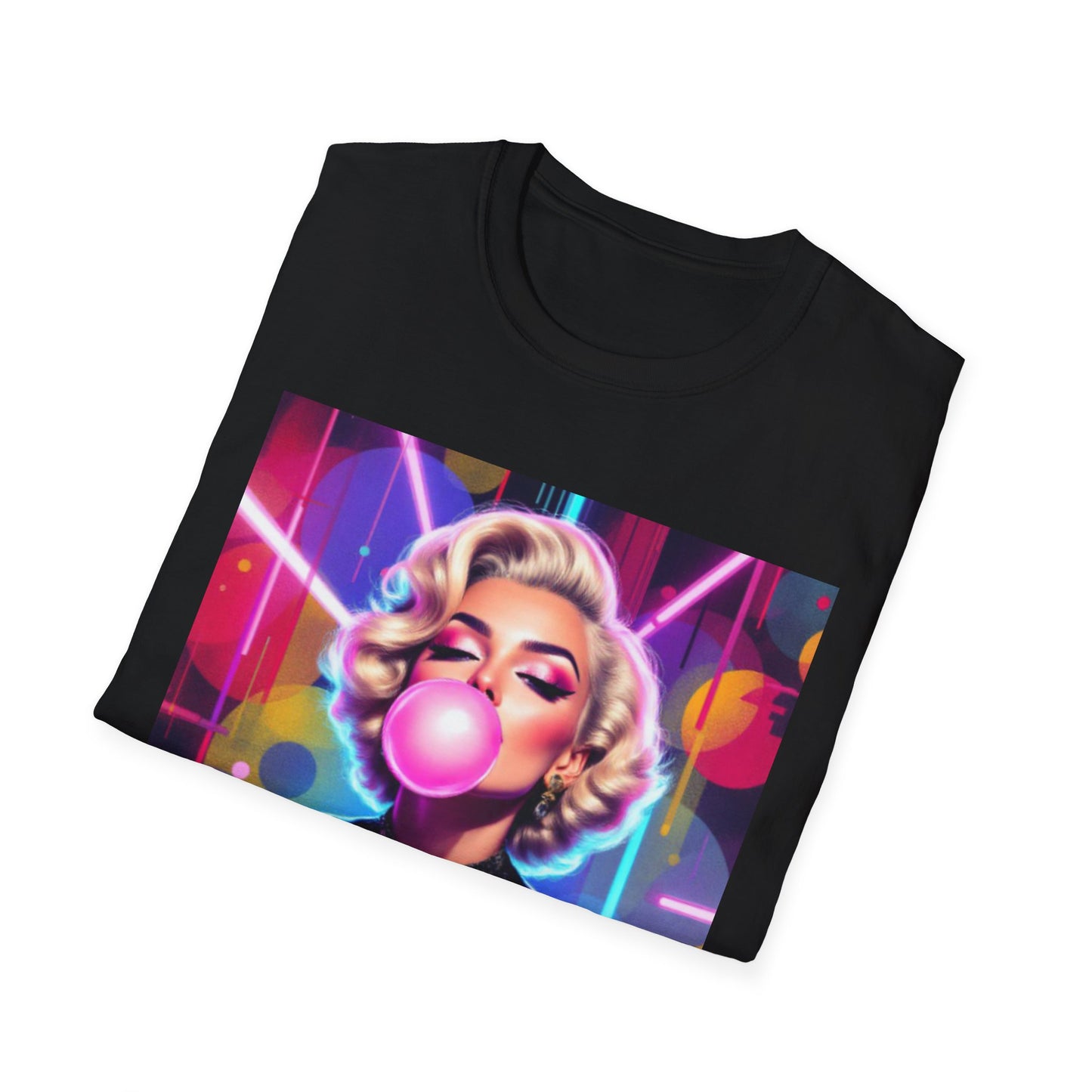 Retro Glam Bubblegum T-Shirt, Pop Culture Tee, Vintage Style Shirt, Gift for Her, 80s Inspired Apparel, Casual Wear