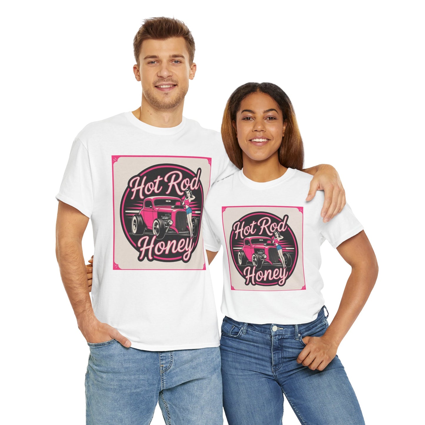 Vintage Hot Rod Honey Tee, Unisex Cotton Shirt, Car Lover Gift, Retro Graphic Tee, Customizable Auto Apparel