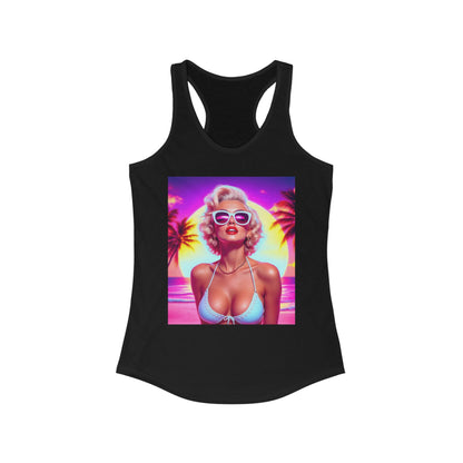 Retro Summer Vibes Racerback Tank Top, Beachwear, Vacation Shirt, Gift for Her, Festival Top, Tropical Graphic Tee