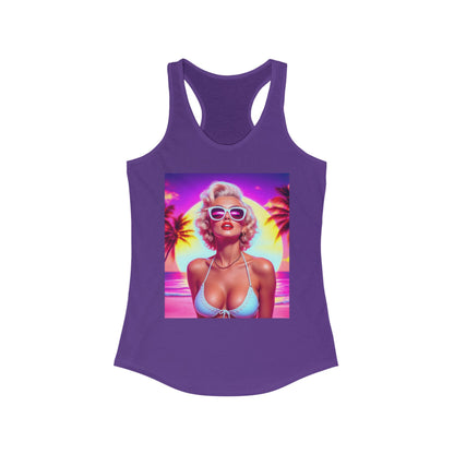 Retro Summer Vibes Racerback Tank Top, Beachwear, Vacation Shirt, Gift for Her, Festival Top, Tropical Graphic Tee
