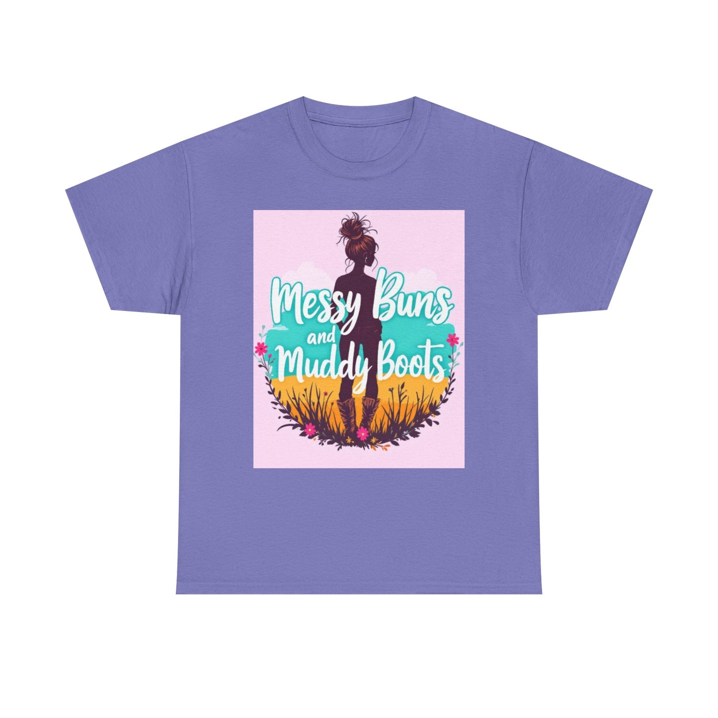 Messy Buns and Muddy Boots Tee, Casual T-Shirt for Nature Lovers, Outdoor Adventure Shirt, Gift for Moms and Friends, Summer Style Tee
