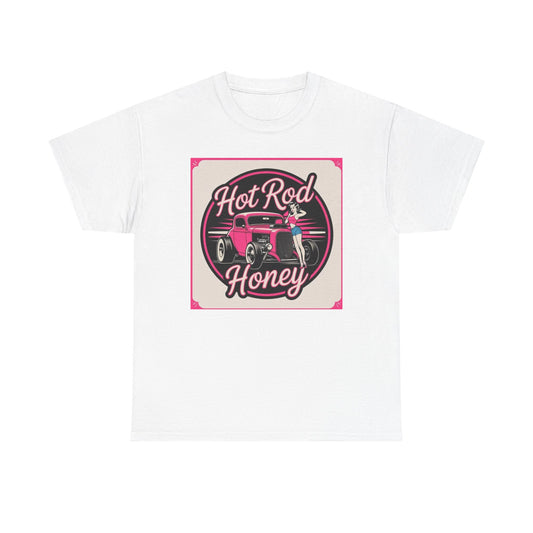 Vintage Hot Rod Honey Tee, Unisex Cotton Shirt, Car Lover Gift, Retro Graphic Tee, Customizable Auto Apparel