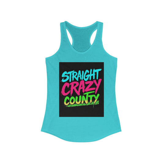 Straight Crazy County Racerback Tank | Fun Summer Top, Fit for Parties, Gym, Traveling, Eco-Friendly Activewear