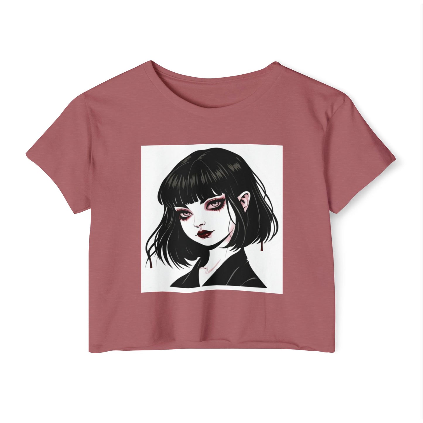 Gothic Art Crop Top, Women's Festival Tee, Alternative Fashion Top, Edgy Graphic Crop, Boho Summer Apparel, Music Festival Outfit