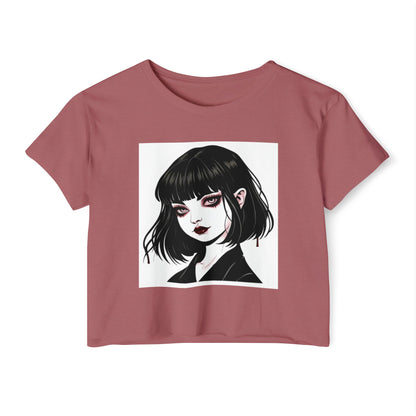 Gothic Art Crop Top, Women's Festival Tee, Alternative Fashion Top, Edgy Graphic Crop, Boho Summer Apparel, Music Festival Outfit