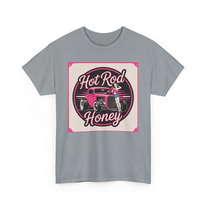 Vintage Hot Rod Honey Tee, Unisex Cotton Shirt, Car Lover Gift, Retro Graphic Tee, Customizable Auto Apparel