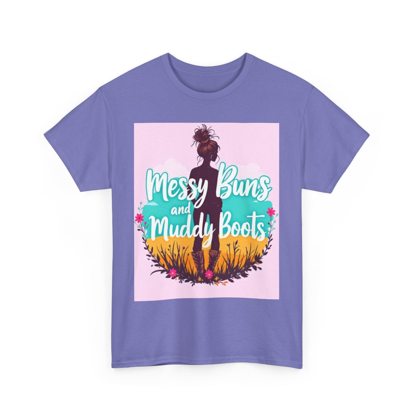 Messy Buns and Muddy Boots Tee, Casual T-Shirt for Nature Lovers, Outdoor Adventure Shirt, Gift for Moms and Friends, Summer Style Tee