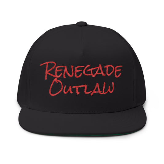 Renegade Outlaw Flat Bill Cap, Urban Style Hat, Bold Fashion Accessory, Perfect Gift for Hikers, Adventurers, Festive Events
