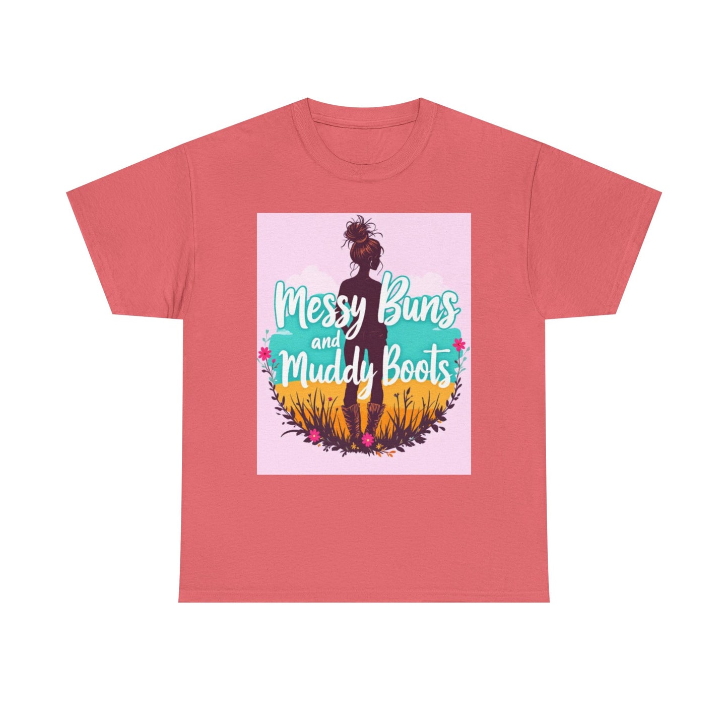 Messy Buns and Muddy Boots Tee, Casual T-Shirt for Nature Lovers, Outdoor Adventure Shirt, Gift for Moms and Friends, Summer Style Tee