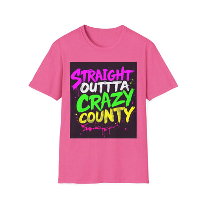 Straight Outta Crazy County T-Shirt, Fun Graphic Tee, Unisex Casual Wear, Street Style Apparel, Gift for Friends, Unique Summer Shirt