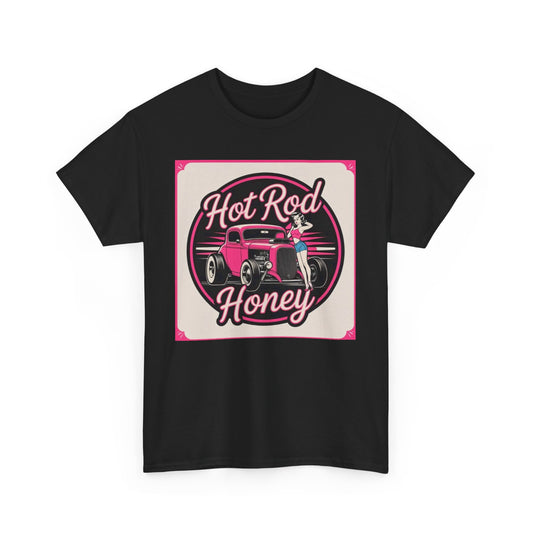 Vintage Hot Rod Honey Tee, Unisex Cotton Shirt, Car Lover Gift, Retro Graphic Tee, Customizable Auto Apparel